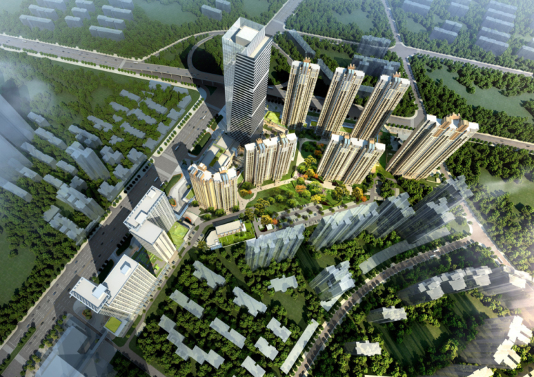 天华超高层综合体资料下载-武汉海尔国际广场超高层综合体建筑模型