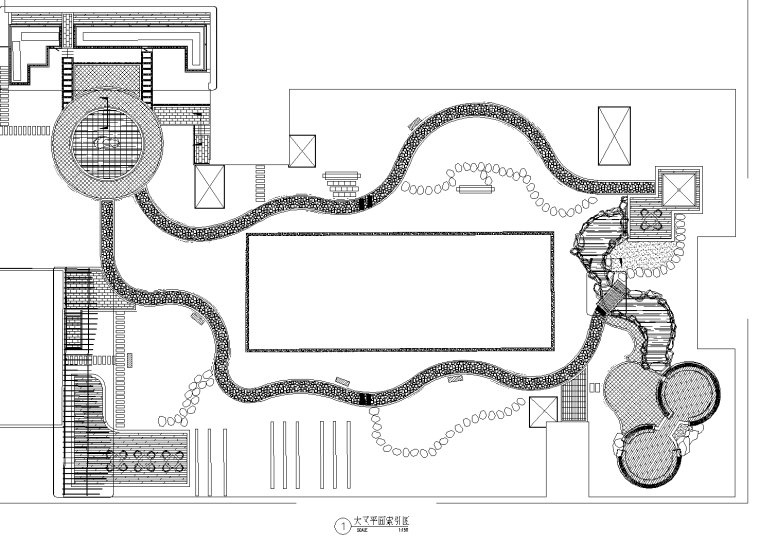 钢结构木坐凳施工图cad资料下载-[重庆]财富中心裙楼屋顶花园景观CAD施工图