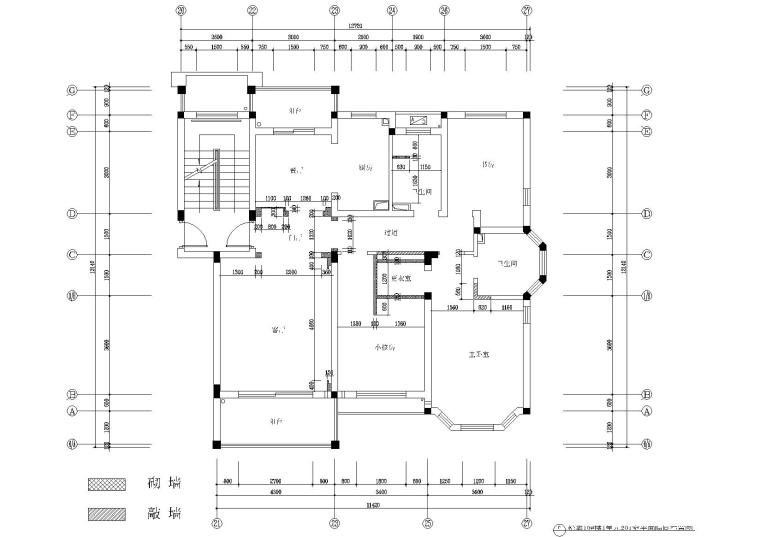 [浙江]当代华府悦庭10#楼1单元样板间施工图-悦庭10-1-201室隔墙尺寸图