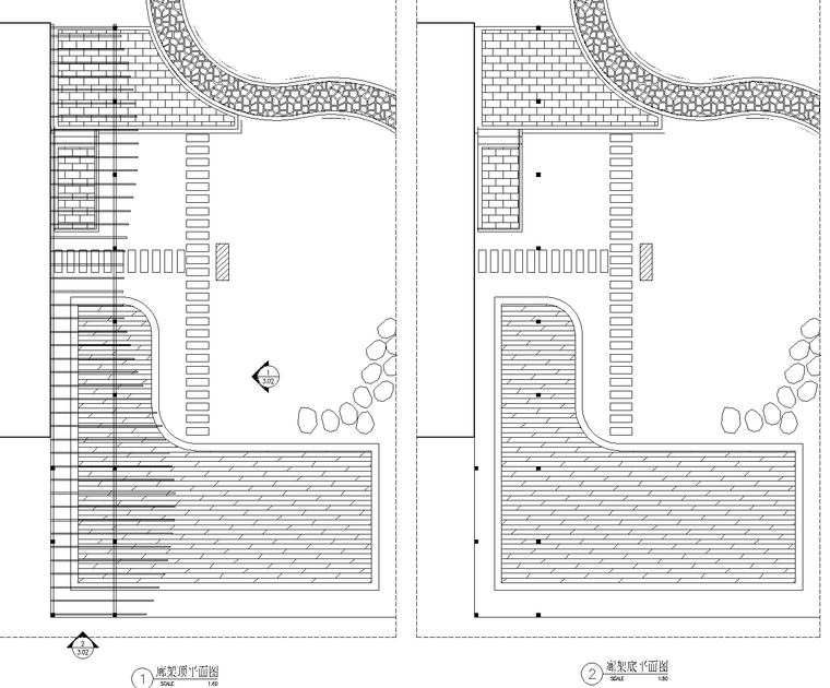 [重庆]财富中心裙楼屋顶花园景观CAD施工图-4 廊架详图_看图王