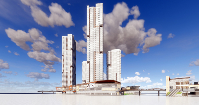 湖南新中式校园建筑资料下载-[湖南]现代风格商业综合建筑模型设计