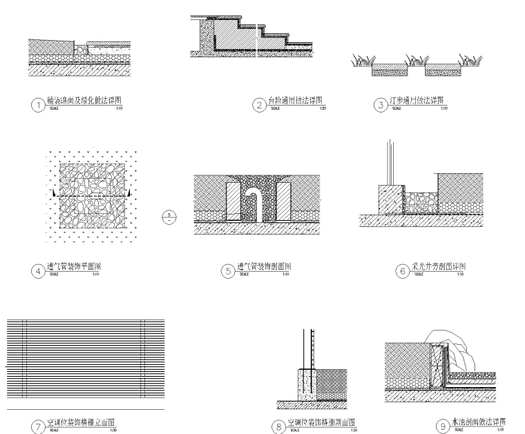 [重庆]财富中心裙楼屋顶花园景观CAD施工图-8 通用详图_看图王