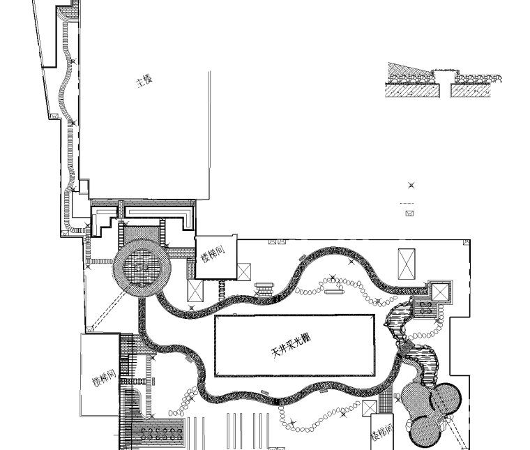 [重庆]财富中心裙楼屋顶花园景观CAD施工图-11 排水平面_看图王