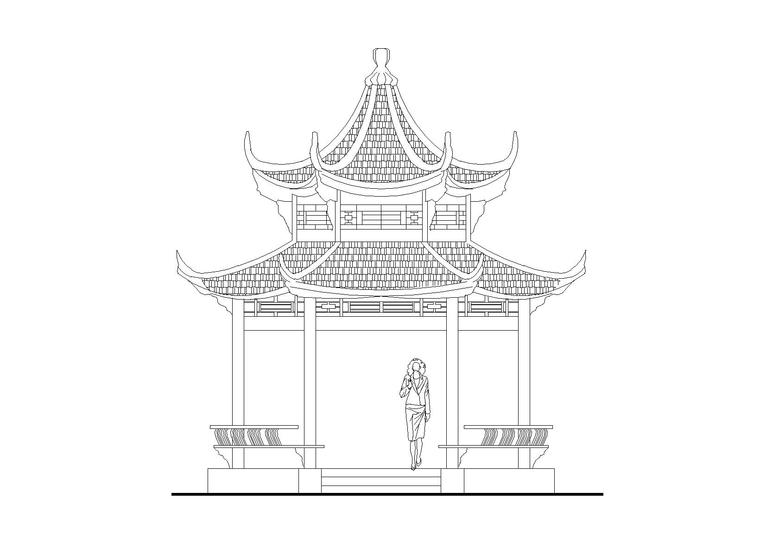 重檐六角木亭施工图资料下载-六角亭施工图设计_CAD