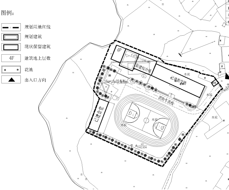 [贵州]鸭甸河小学室外景观工程CAD施工图-1 总平面图_看图王