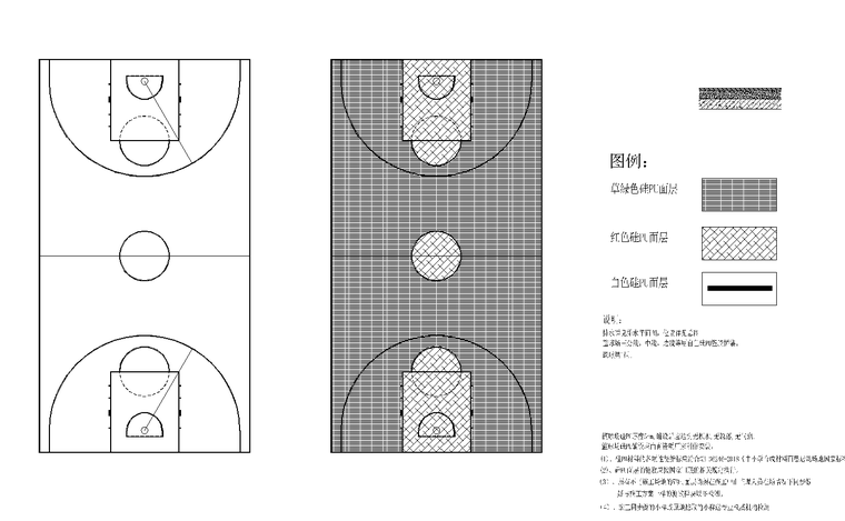 [贵州]鸭甸河小学室外景观工程CAD施工图-5 篮球场平面图_看图王