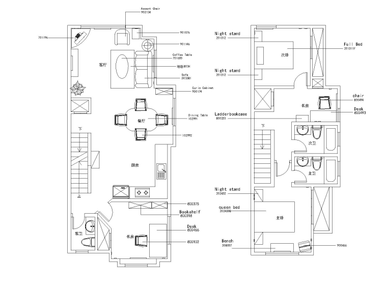 美式风格室内施工图资料下载-美式风格两居室住宅装修施工图+效果图