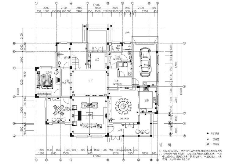 整套欧式别墅装饰设计项目施工图-首层插座布置图