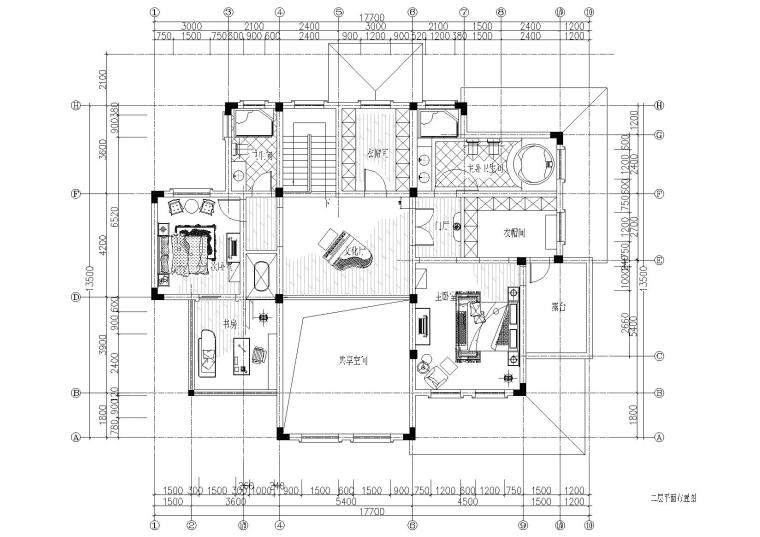 整套欧式别墅装饰设计项目施工图-二层平面图