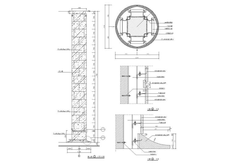 102套深化节点，家装工装节点大样图-大理石包柱详图