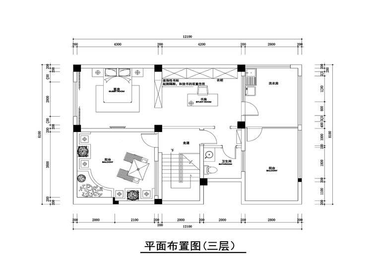 260平新古典风格联体别墅装修施工图+效果图-平面3_看图王