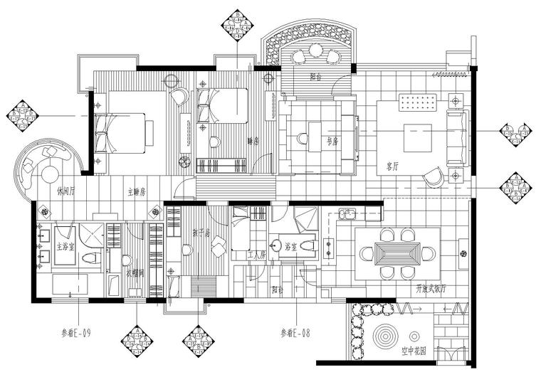 东城丽景景观施工图资料下载-[广东]梁景华_珠海丽景湾A型样板间施工图