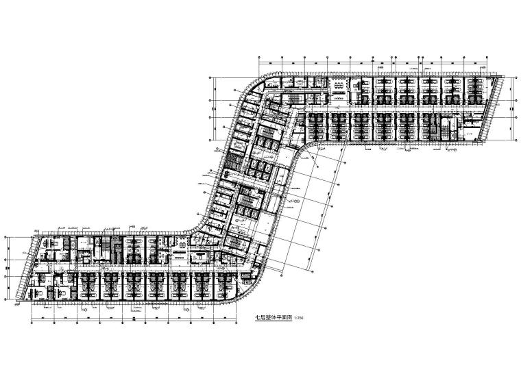 特大型企业医院地下室基坑支护建筑施工图-七层整体平面图