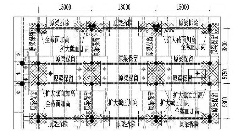 不停航条件下航站楼既有连廊基础结构加固-加固设计平面图