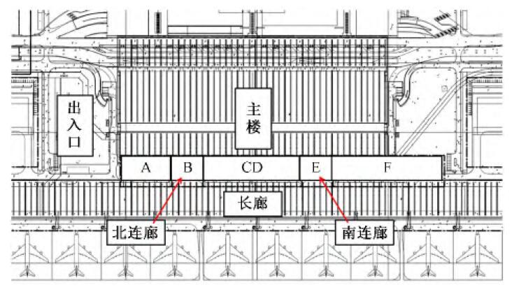 不停航条件下航站楼既有连廊基础结构加固-区域平面图