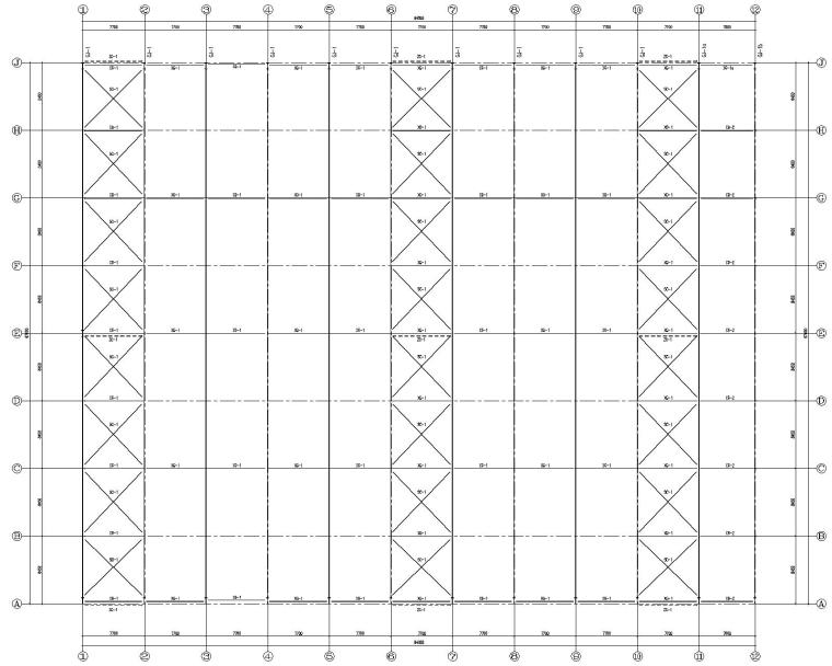 钢结构墙面拉条布置图资料下载-67米双跨钢结构厂房结构施工图（CAD）
