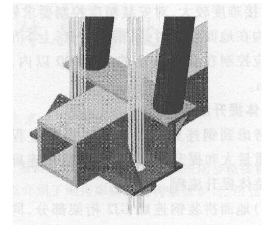 办公楼大跨度钢连廊整体提升技术-锚点示意