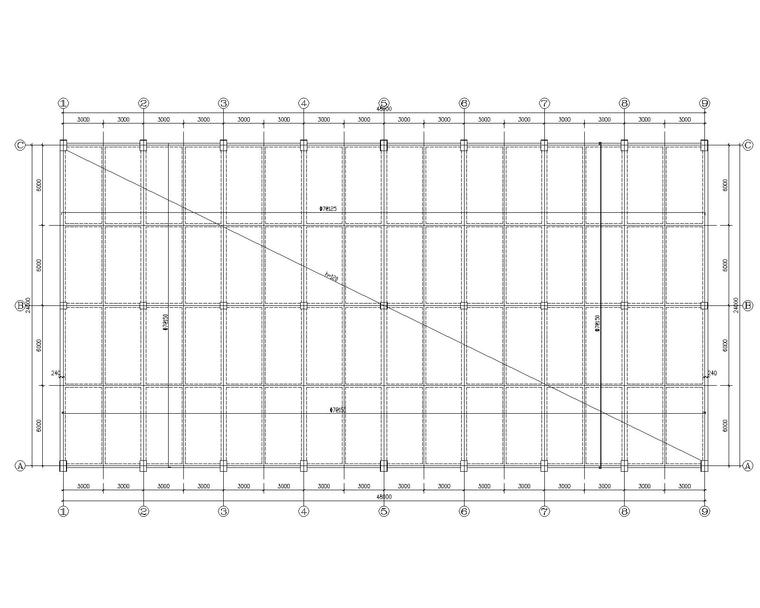 一套完整办公区各类结构施工图（CAD）-2生产车间屋面板配筋图