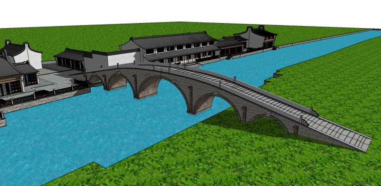 景观桥规划资料下载-中式街道景观桥su模型