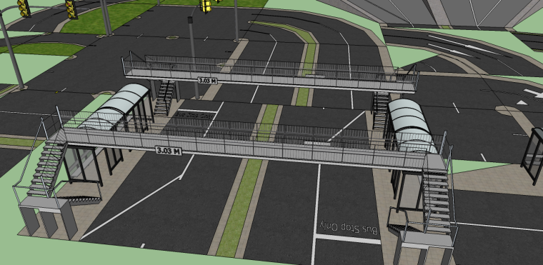 道路护挡SU模型资料下载-城市道路天桥su模型