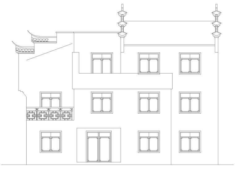 新农村CAD户型资料下载-大圩镇新农村徽派别墅图纸 CAD