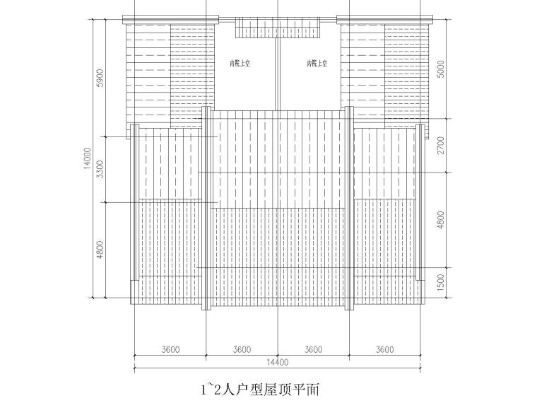 大圩镇新农村徽派别墅图纸 CAD-1~2人户型屋顶平面图