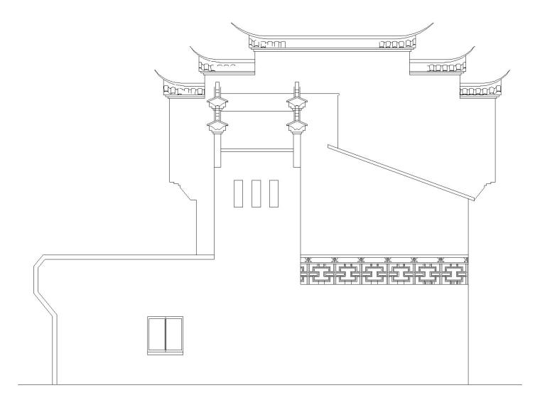 大圩镇新农村徽派别墅图纸 CAD-大圩镇新农村别墅徽派图纸-立面图（2）