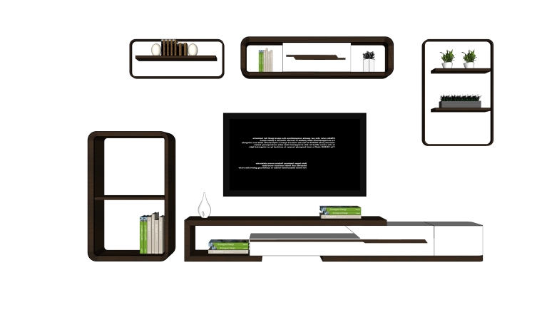 室内简约模型su资料下载-室内装修电视柜SU模型设计（4）
