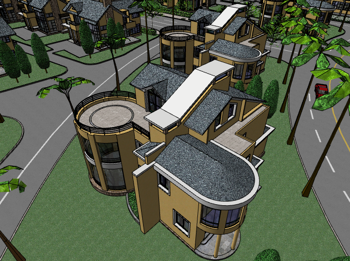 独立别墅住区建筑模型设计