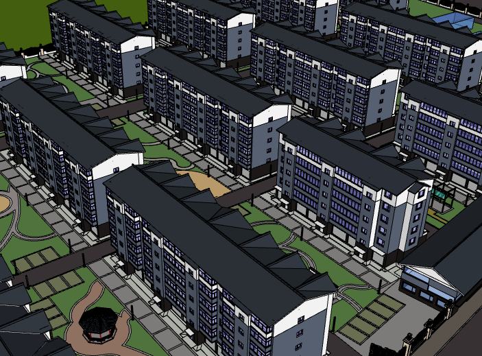 住宅小区SUV模型资料下载-某多层住宅小区建筑模型设计