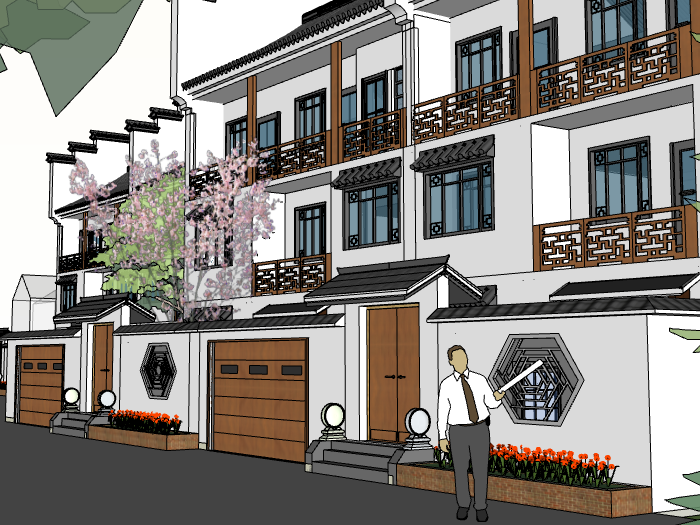 中式别墅楼台设计资料下载-中式风格别墅建筑模型设计