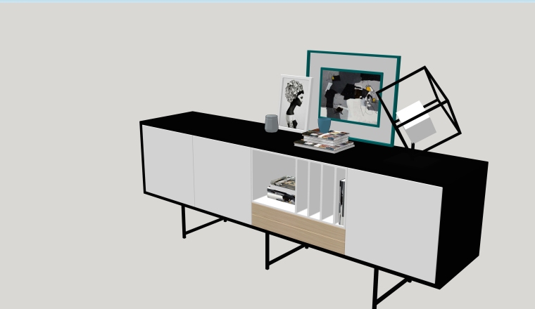 cad电视柜家具资料下载-室内装修电视柜SU模型设计（6）