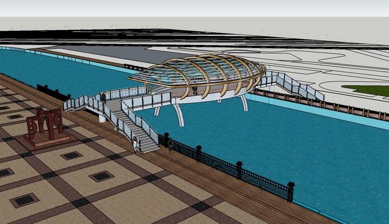 滨水景观构筑物su模型资料下载-现代滨水景观su模型