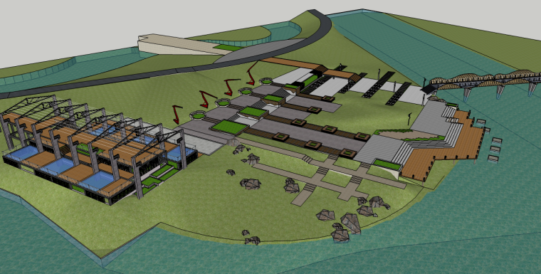 su滨水广场素材资料下载-滨水船厂su模型