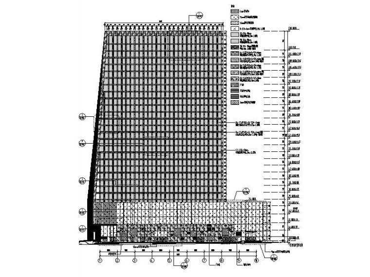 27层超高层商业综合体玻璃幕墙施工图2014-超高层幕墙正立面图