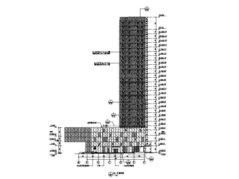 超高层玻璃幕墙立面资料下载-27层超高层商业综合体玻璃幕墙施工图2014