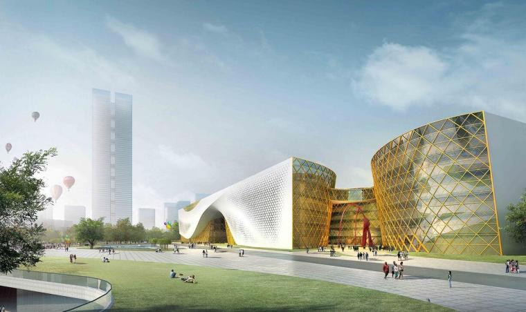 迪拜沙丘文体中心资料下载-现代风格文体中心建筑模型设计
