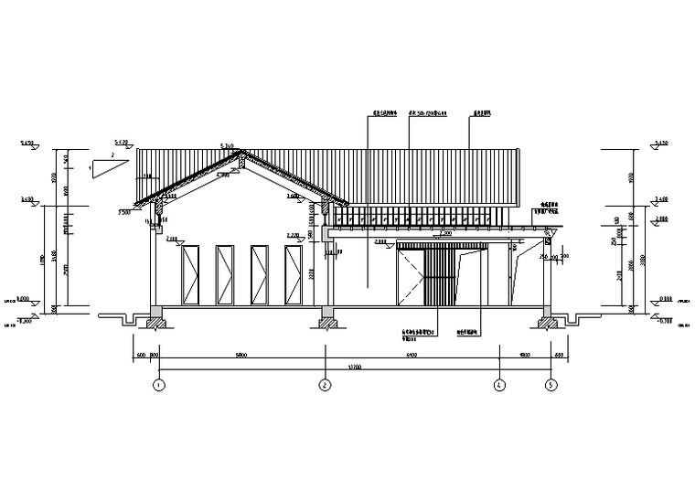 西湖公园厕所建筑施工图_附SU模型-1-1剖面图