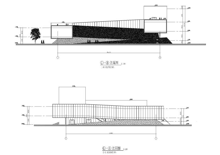 [上海]中国2010年上海世博会爱尔兰馆施工图-1－8立面图,G－A立面图