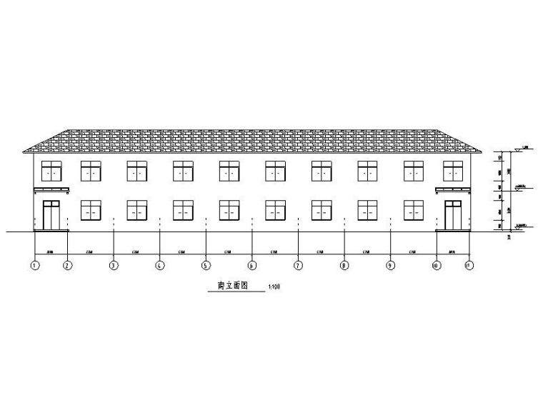 宿舍室内立面图资料下载-2层坡屋顶砖混结构职工宿舍建筑结构施工图
