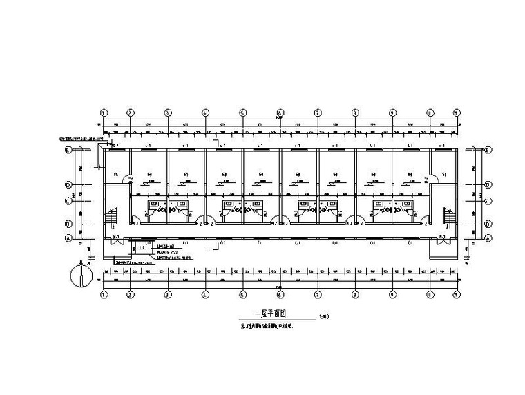 职工宿舍一层平面图