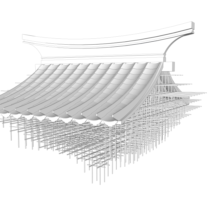 室内装修吊灯SU模型设计（11）-古建屋檐 吊灯