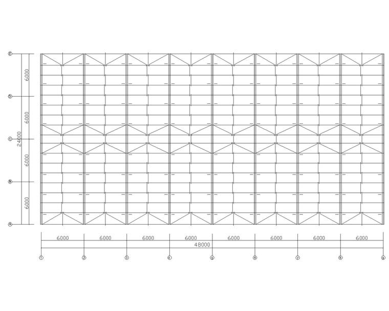 24米双跨钢结构厂房结构施工图（CAD）-屋面檩条、隅撑、拉条