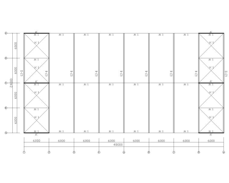 多跨24米的钢结构厂房资料下载-24米双跨钢结构厂房结构施工图（CAD）