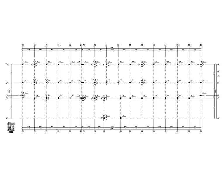 某五层办公楼混凝土结构施工图（CAD）-框架柱定位平面图