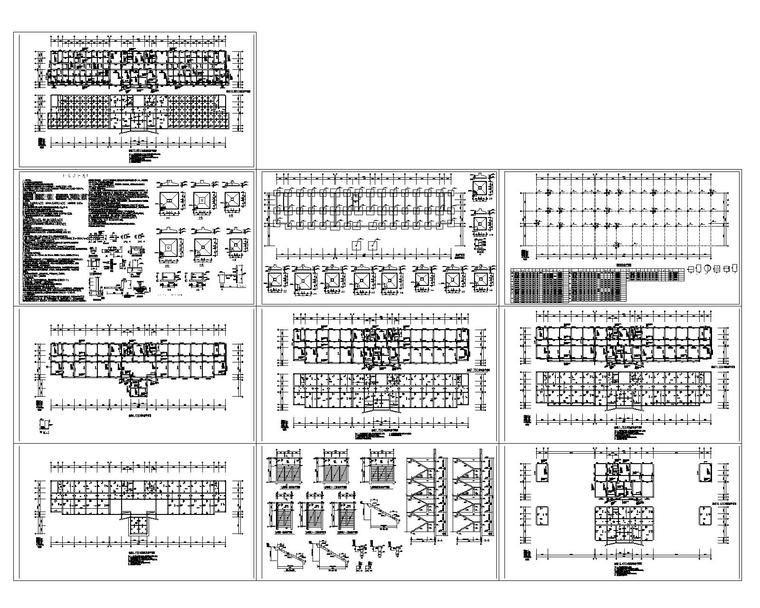 某五层办公楼混凝土结构施工图（CAD）-图纸总缩略图