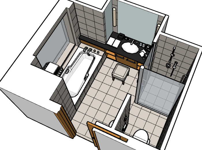 建筑学院楼室内模型资料下载-干湿分离卫生间室内模型设计