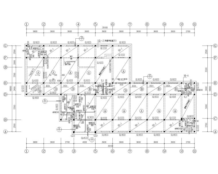 2层宿舍CAD图纸资料下载-某五层砖混结构宿舍施工图(CAD)