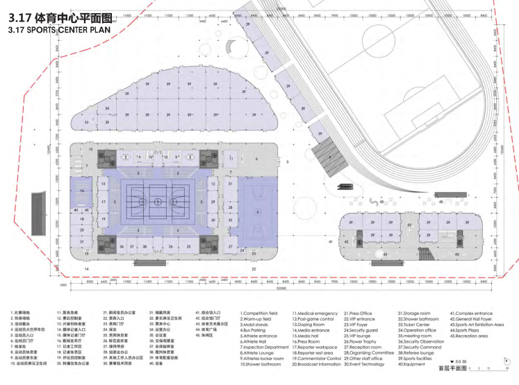 [广东]深圳大浪文体中心建筑方案设计文本-体育中心平面图