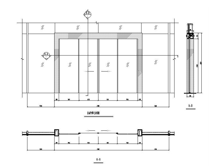 幕墙门窗标准系统节点图CAD-电动平移门大样图